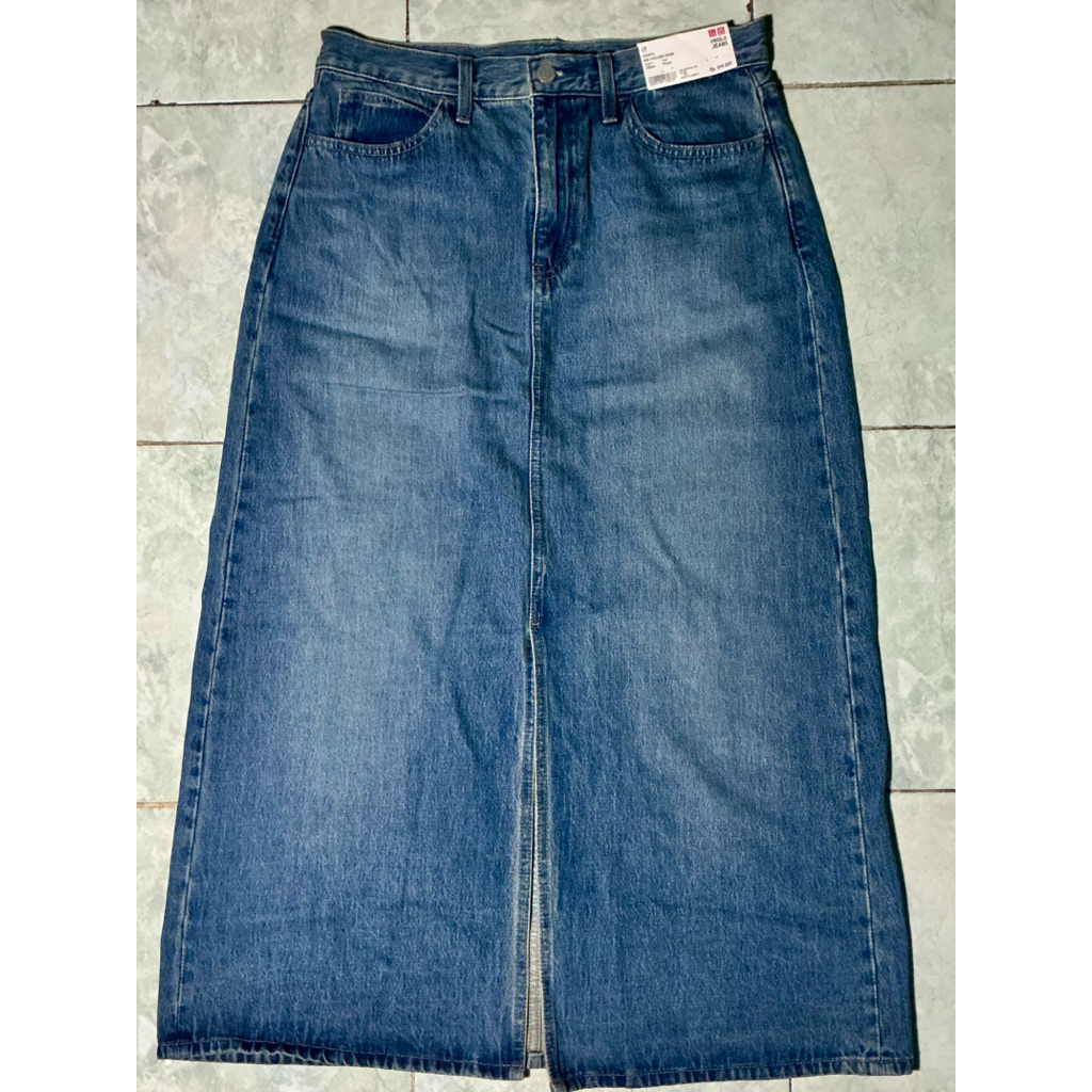 rok panjang denim uniqlo