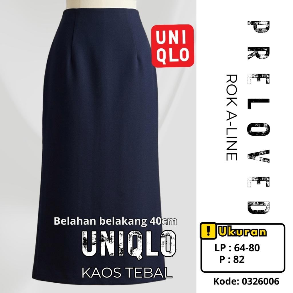 Rok Kerja Wanita Panjang Uniqlo LP: 64-80 / P:82 Warna Navy
