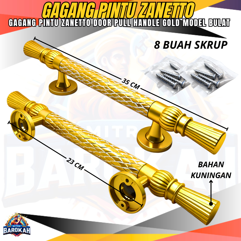 Gagang Pintu / Tarikan Pintu Rumah Warna Gold / Pegangan Pintu Rumah Minimalis / Zanetto Handle Pint