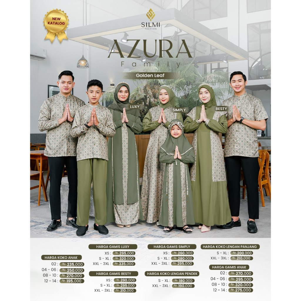 SARIMBIT SILMI TERBARU AZURA FAMILY GREEN GOLDEN LEAF LEBARAN 2026 || BAJU PAKAIAN BUSANA MUSLIM COU
