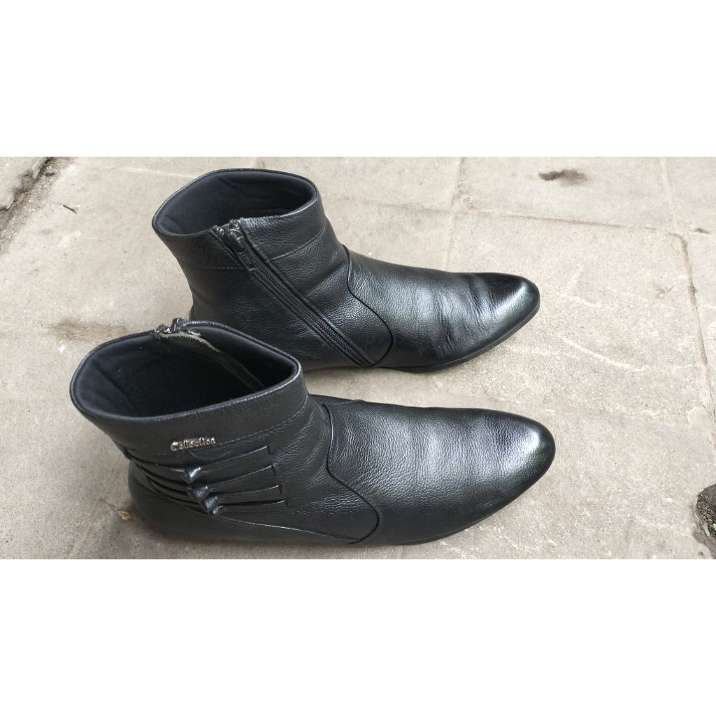 sepatu cewek semi boots resleting kulit collection 40 second