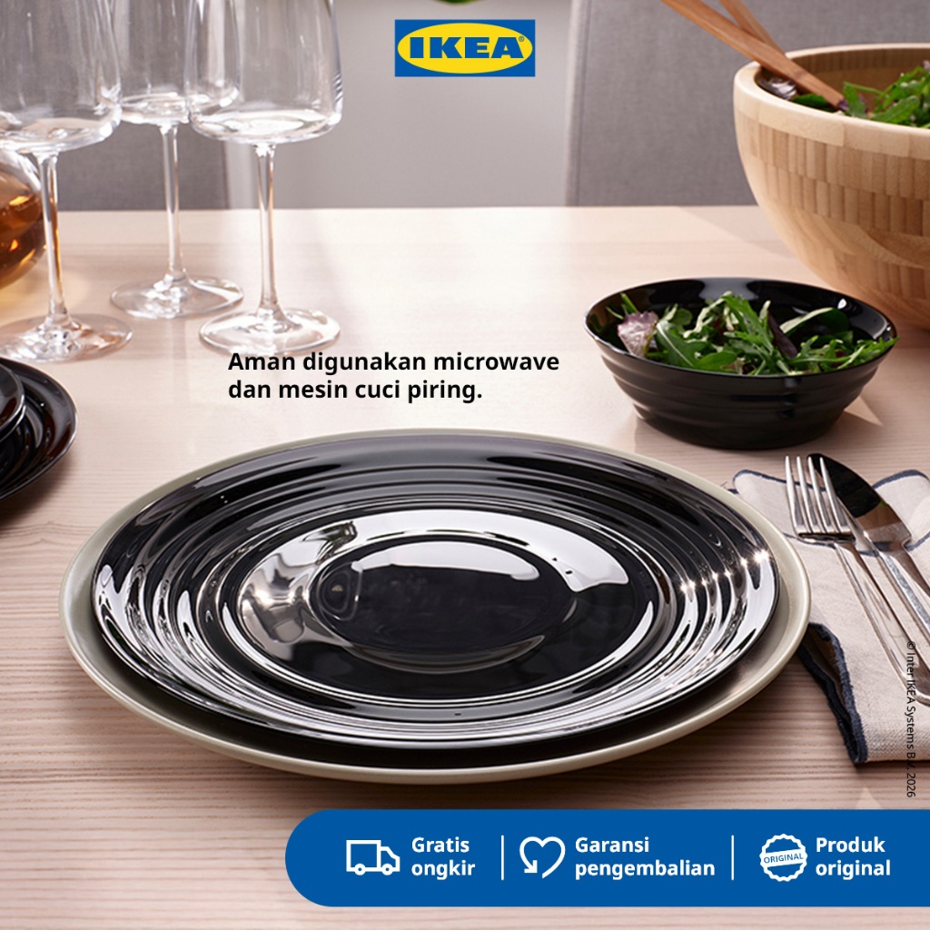IKEA NATBARB Piring Makan Hitam 24cm