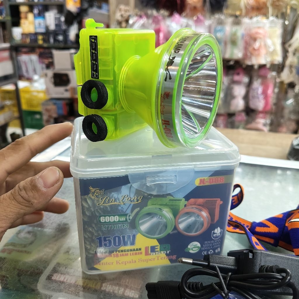 jl-088 senter kepala selam jinlong 150watt cahaya putih senter kepala menyelam transparan