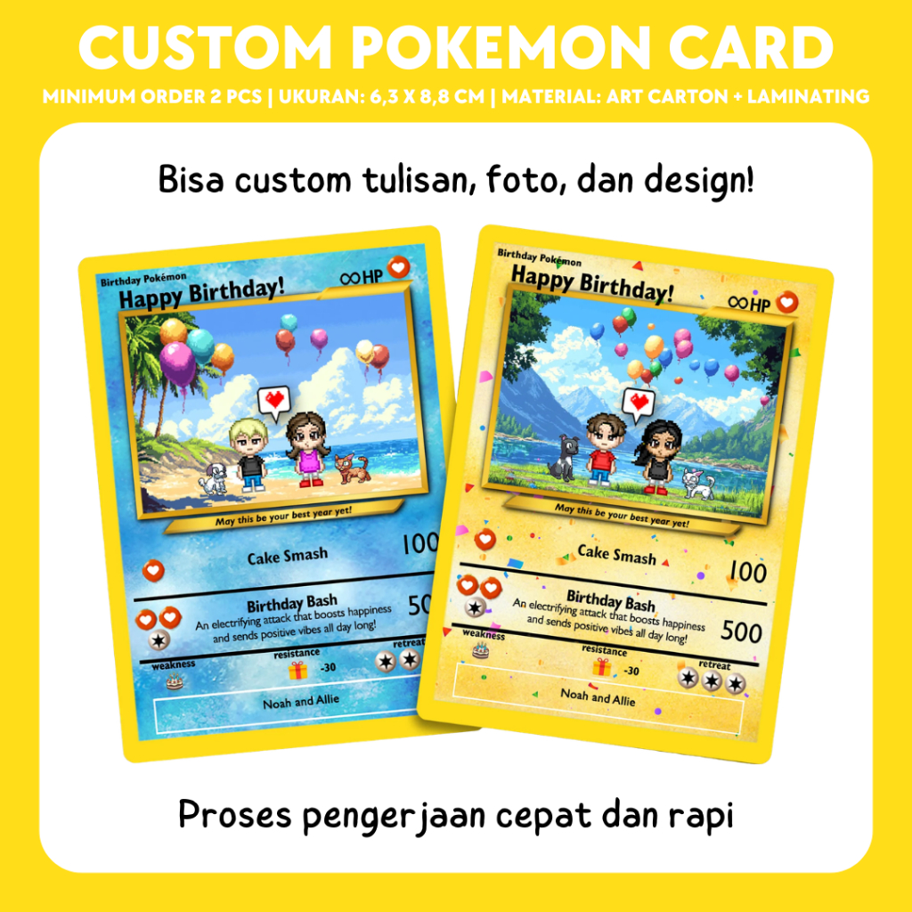 Custom Pokemon Card | Kartu Pokemon Custom | Hadiah Custom | Kado Unik