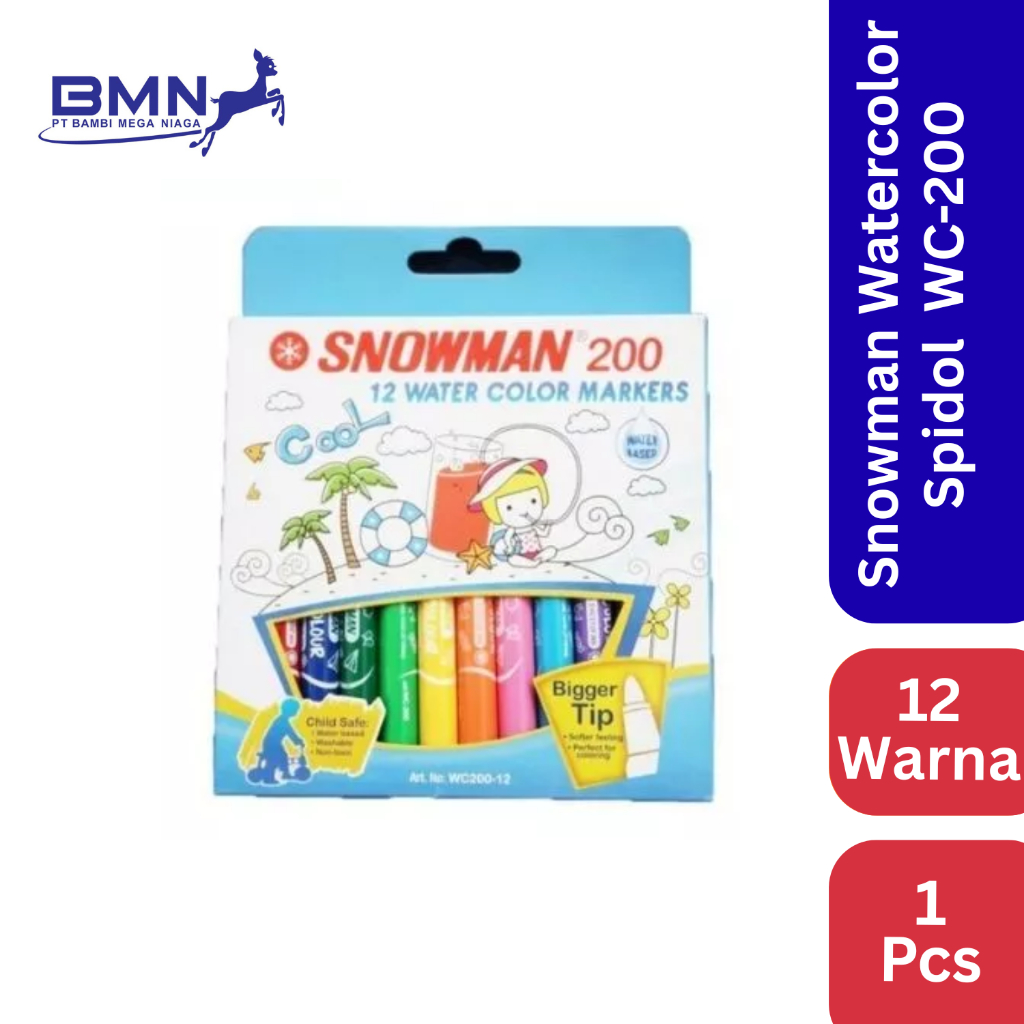 Snowman Watercolor Spidol 12 Warna WC-200