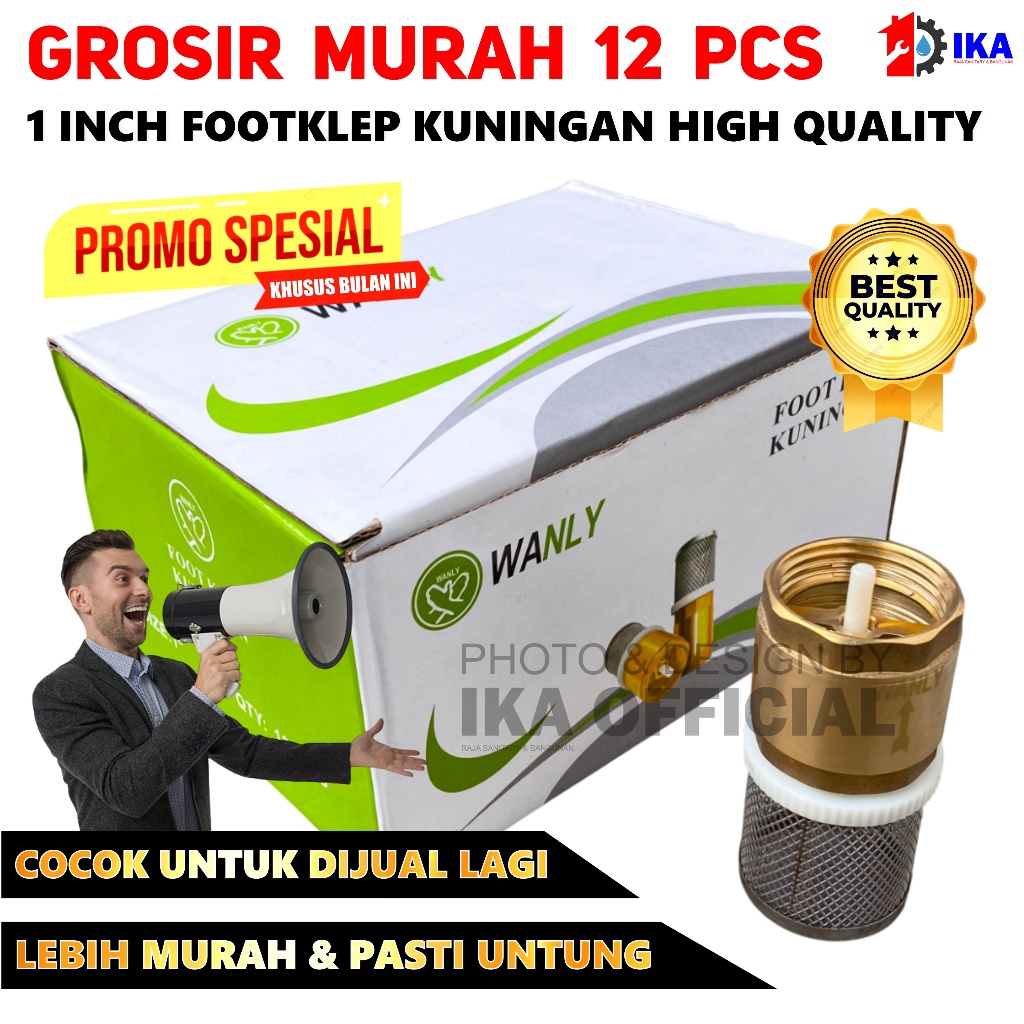 1 LUSIN 12 PCS Foot Valve Foot Klep Footklep Tusen Klep Filter Pompa Air KUNINGAN HSJ 1 Inch KUNINGA