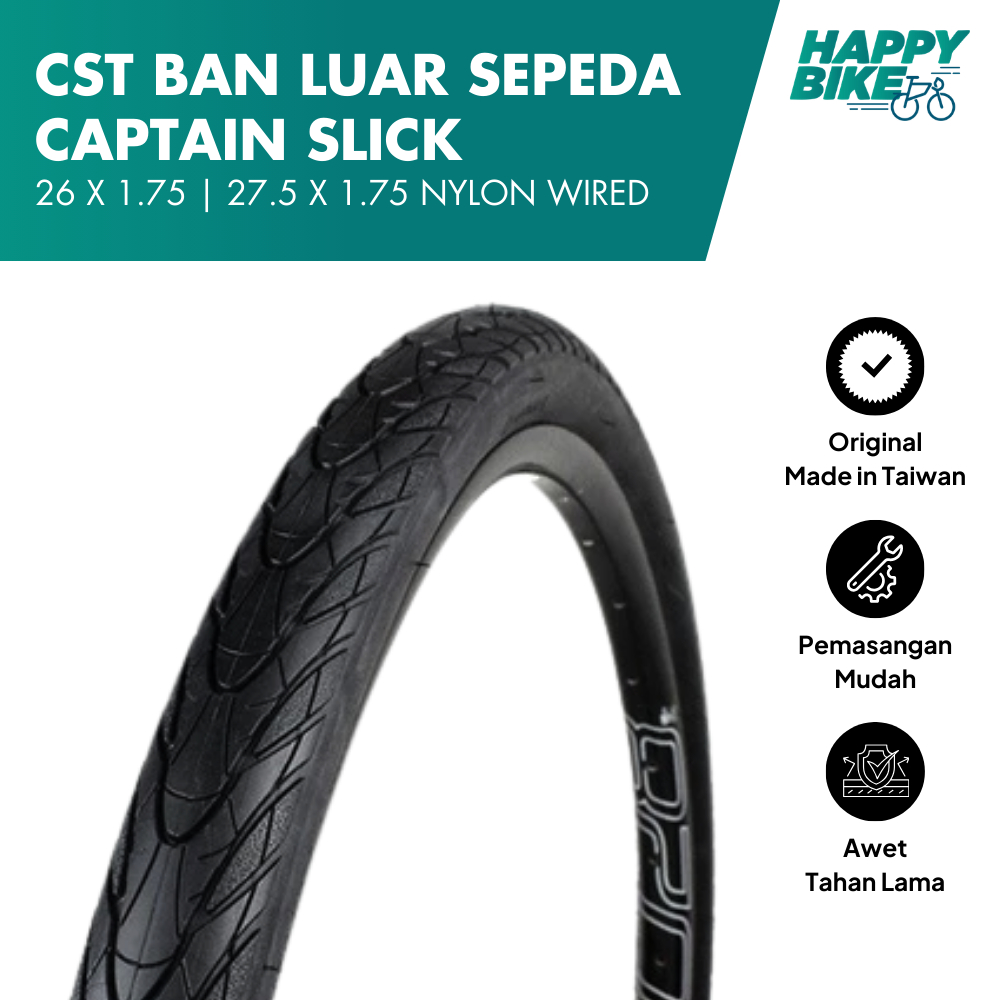 CST Tire Ban Luar Sepeda MTB City Bike Cross Country Captain Slick 26 x 1.75 27.5 x 1.75