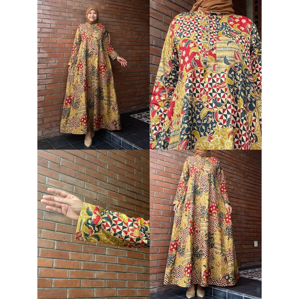 Gamis Afida Original Sentiko Batik | Gamis Batik Wanita Elegan Bisa Request Size Outfit Batik Modern