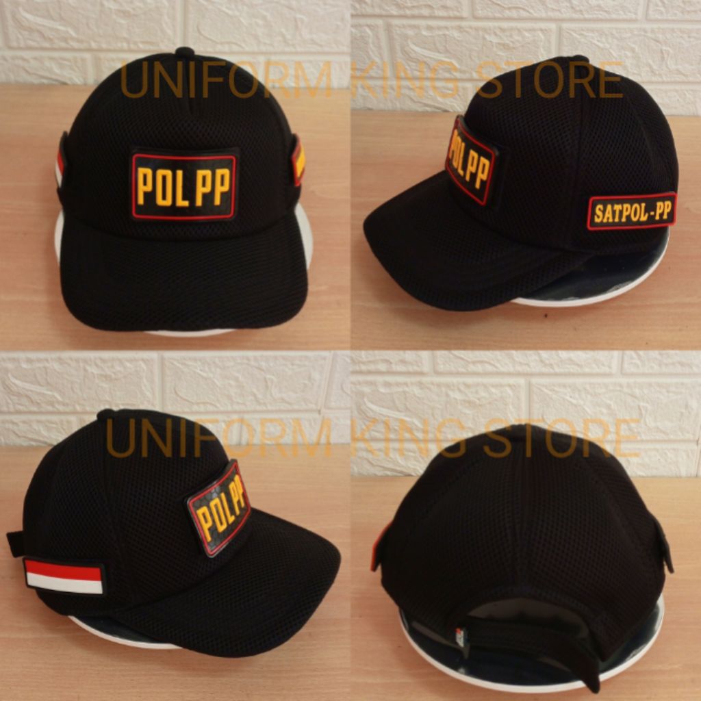TOPI POL PP SATPOL PP KREM JARING DOUBLE MESH TACTICAL 3 PATCH RUBBER - TOPI POL PP JARING DOUBLE ME