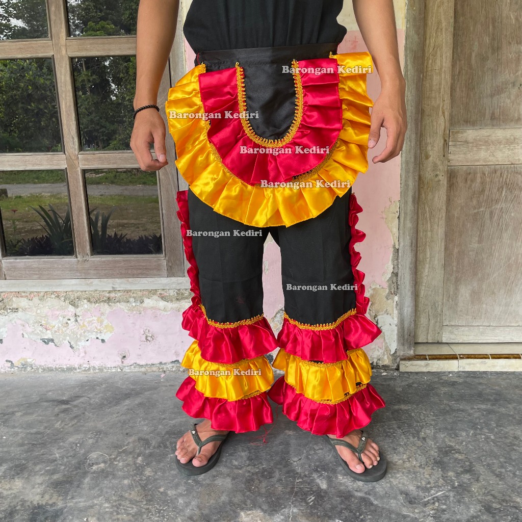 Barongan Kediri Celana Dan Embong Barongan Pentas Dewasa Merah Kuning 3 Shap