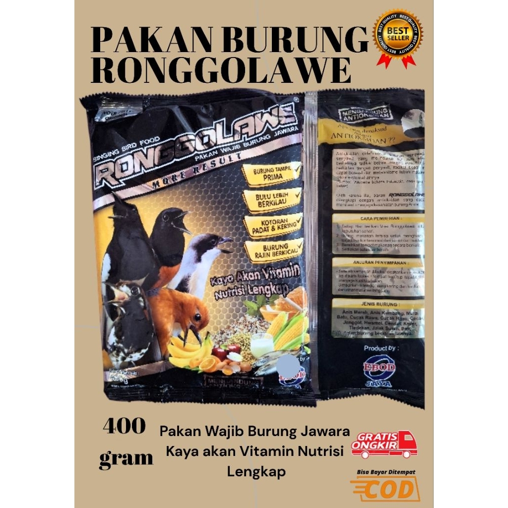 PAKAN BURUNG RONGGOLAWE/PAKAN BURUNG KACER, CENDET DLL RONGGOLAWE EBOD