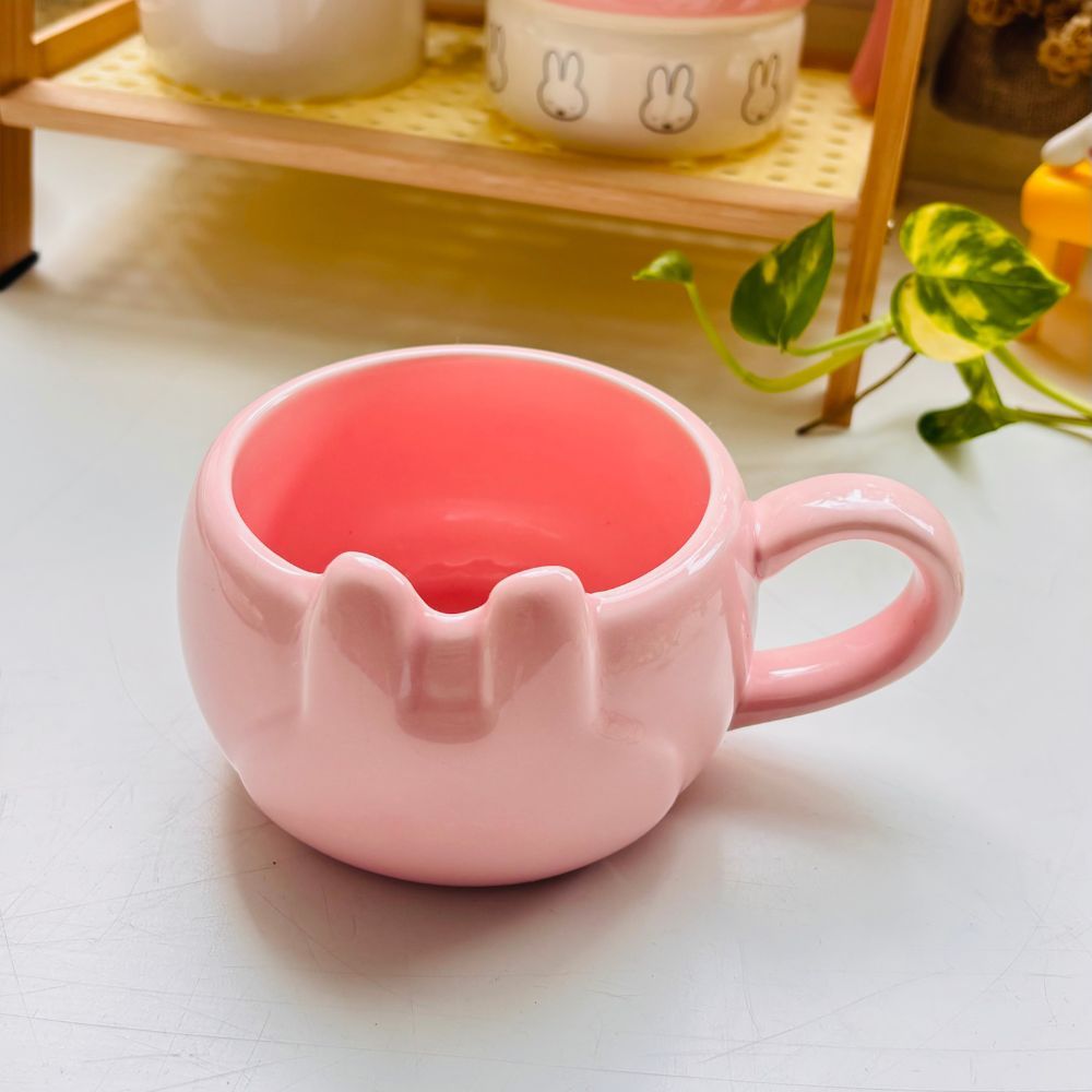 Gelas Mug Pink Kelinci Lucu | Mug Keramik Aesthetic Untuk Kopi Teh
