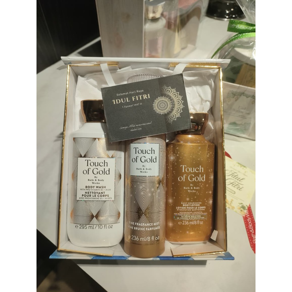Paket Hadiah/Seserahan/Hampers Bath & Body Works Set 3 Touch of Gold