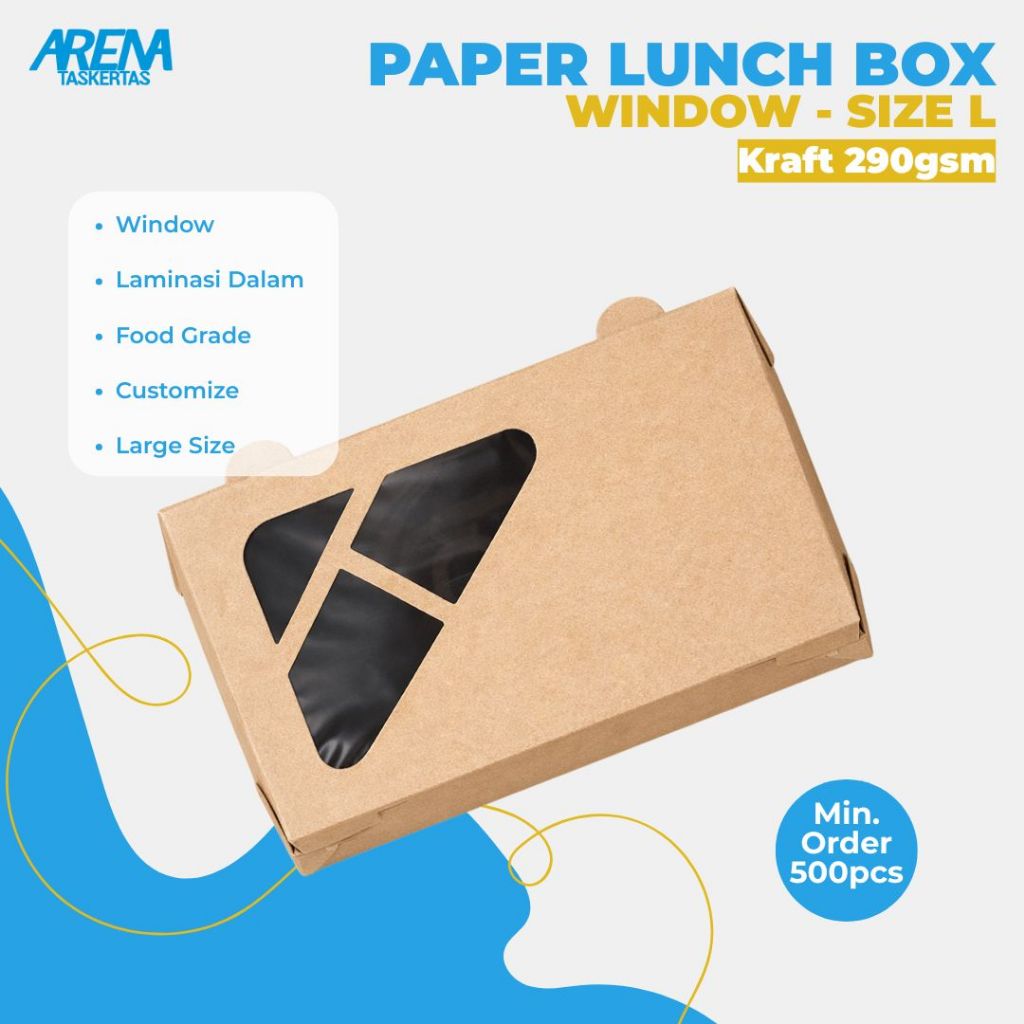 Lunch Box kraft Window, Kemasan Makanan, Foodpack Murah STOK