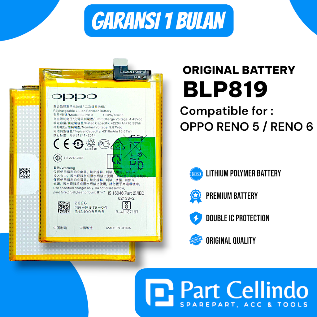 BATERAI BATRE OPPO BLP819 RENO 5 ORIGINAL