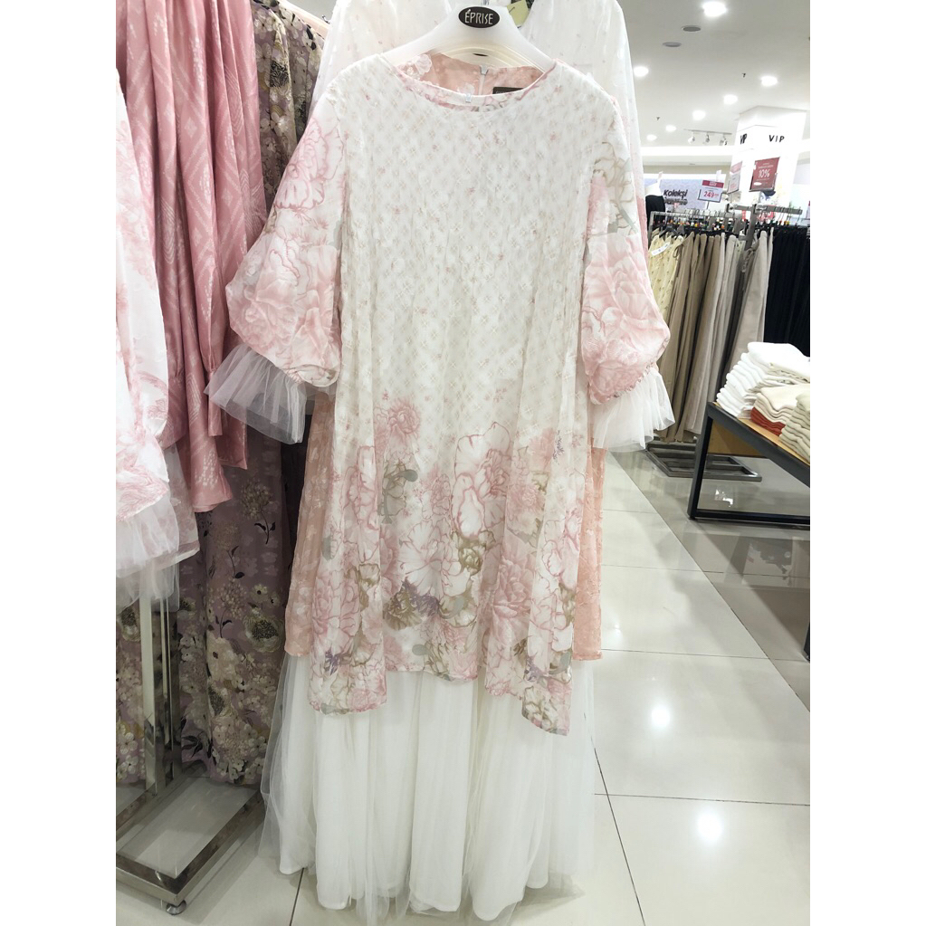 Yasmine Gamis/Dress Wanita Lengan 3/4 Pink Koleksi lebaran Brand Eprise