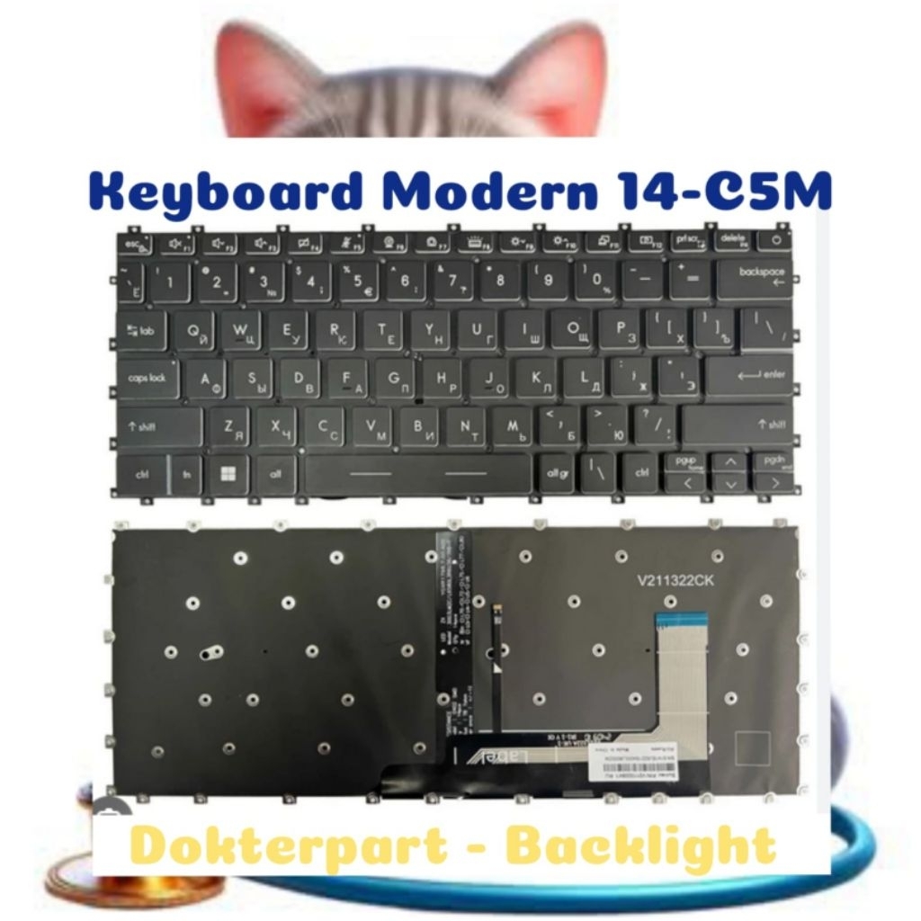 Keyboard Laptop MSI Modern 14-C5M Modern 14-C7M MS14JK Modern 14-C11M C12M C13M MS-14J1 Backlight Ne