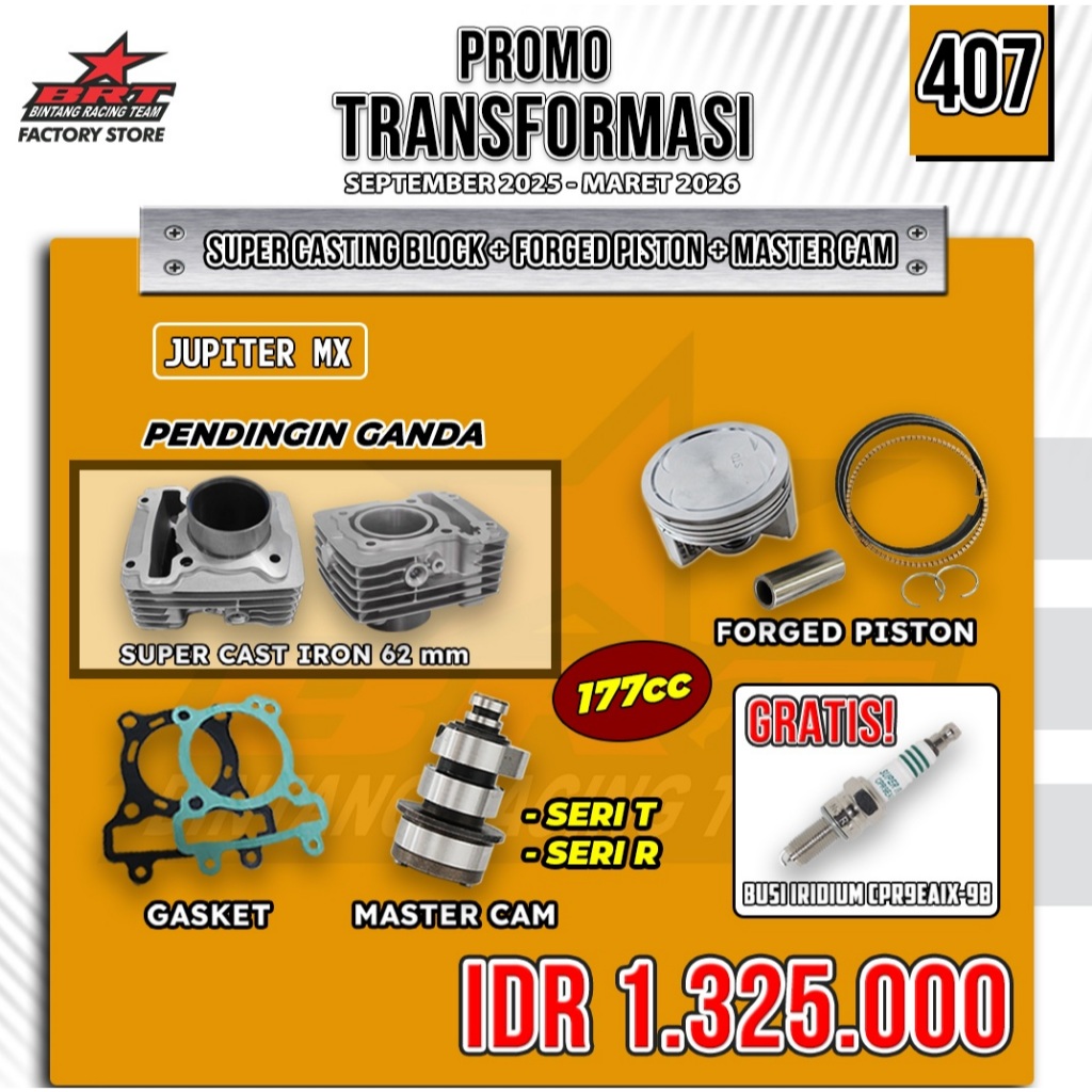 Paket Bore Up BRT 407 Yamaha Jupiter Mx / Vixion Old / R15