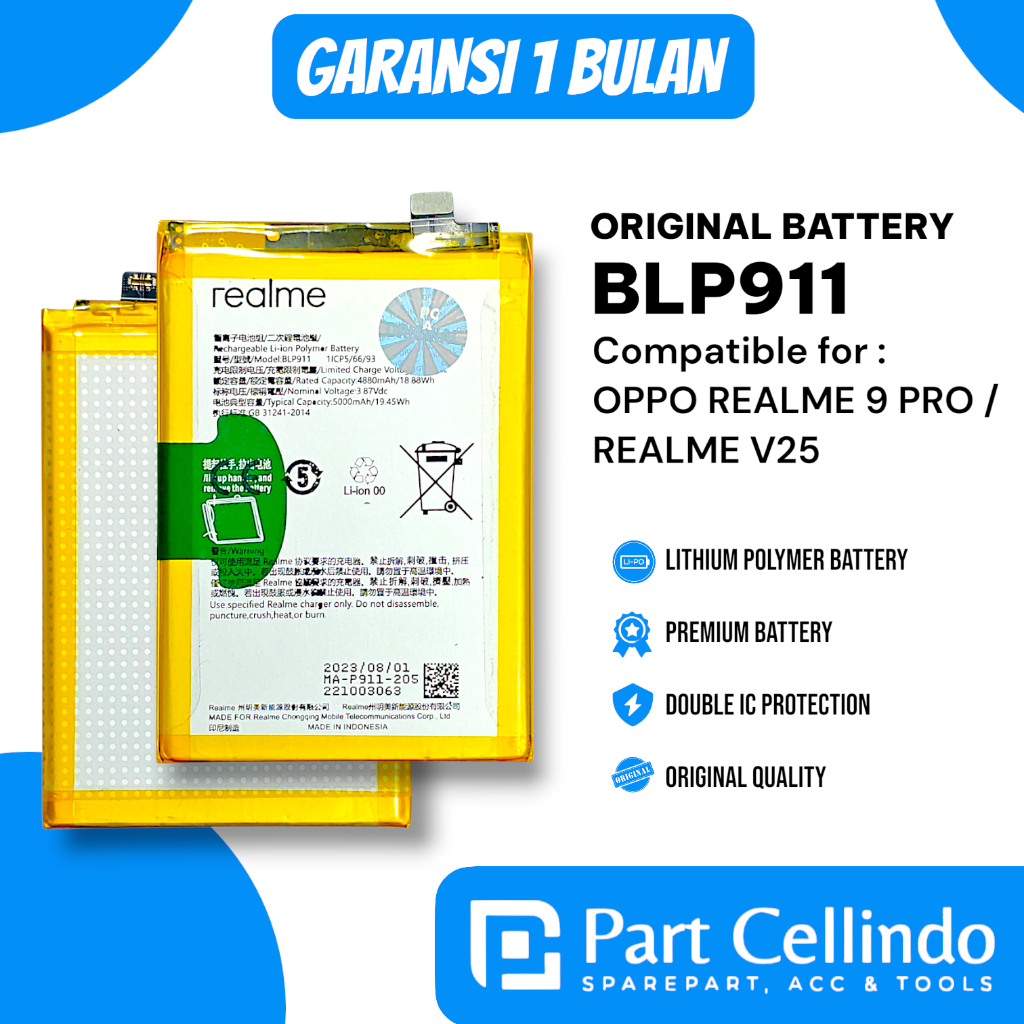 BATERAI BATRE REALME BLP911 REALME 9 PRO / V25 ORIGINAL