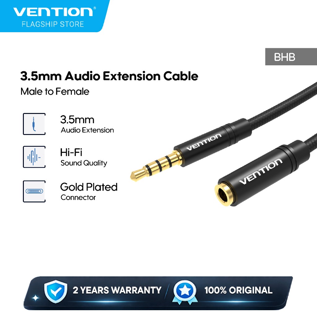 Vention Cable Jack 3.5mm Audio Extension Cable 1M 2M 3M - BHB