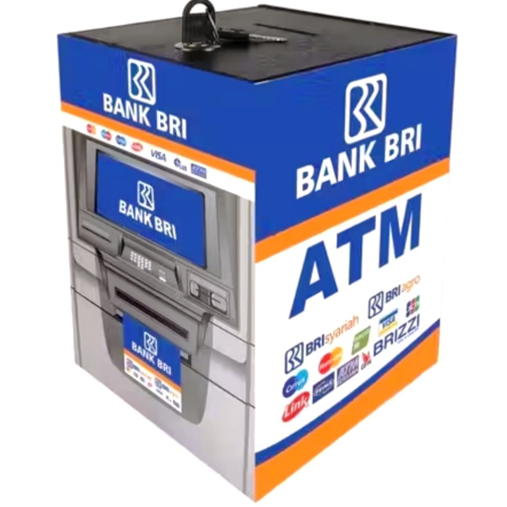 Celengan ATM besar 15x20cm kunci/ celengan Minitur Celengan anak unik