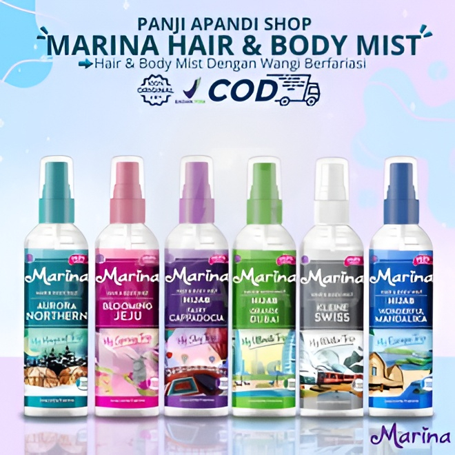 Marina Hair & Body Mist Cologne 100ml - Hijab Edition Secret Paradise & Wisteria Garden Tahan Lama
