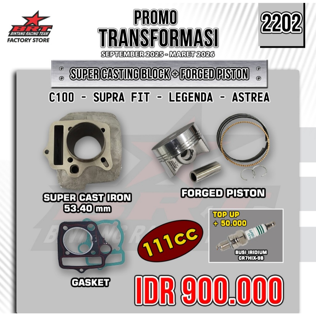 Paket Bore Up BRT C100 53.40mm  Honda C100 / Grand / Legenda 1 2 / GN5 / ASTREA