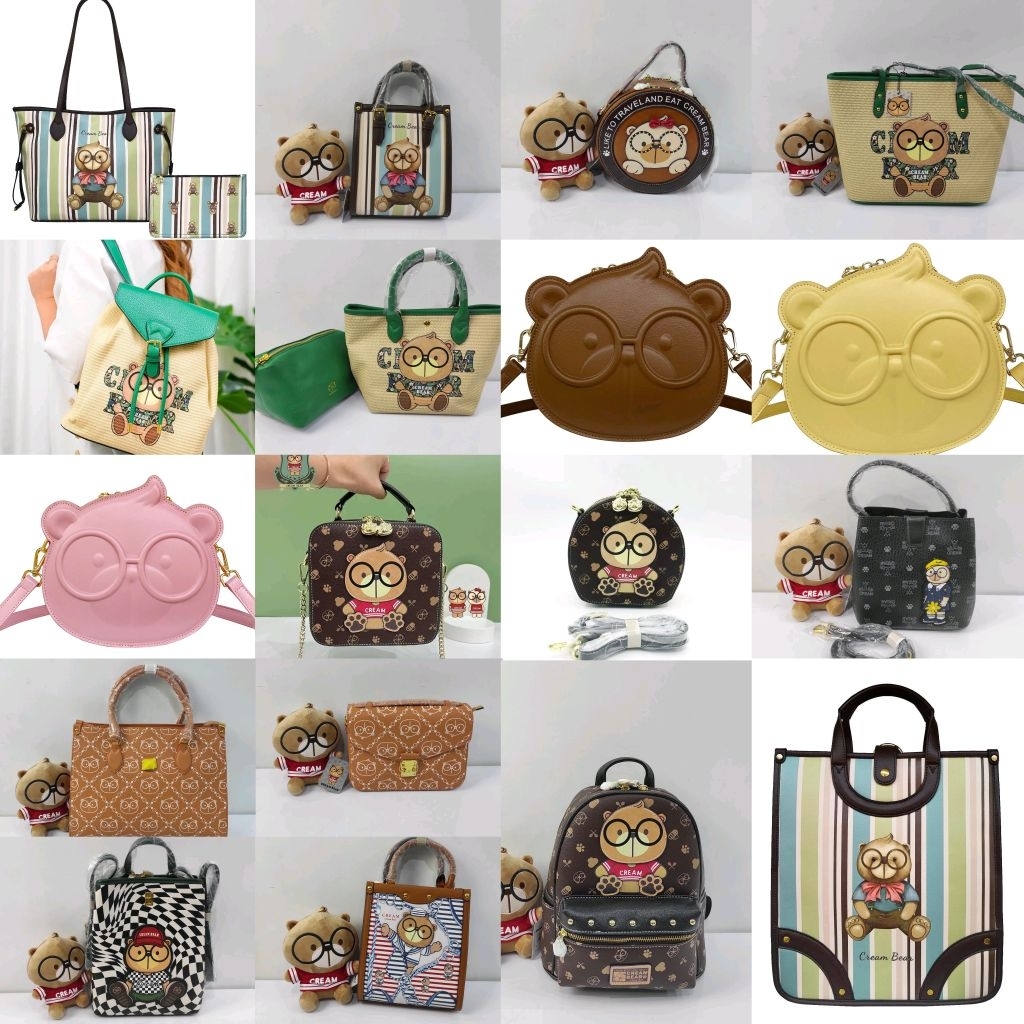 SALEE  tas cream bear terlaris - tas tote - tas sling - tas shoulder - ransel cream bear Best seller