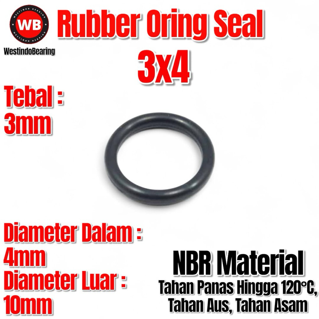 Oring Seal Tebal 3mm 3x4 Karet O Ring NBR