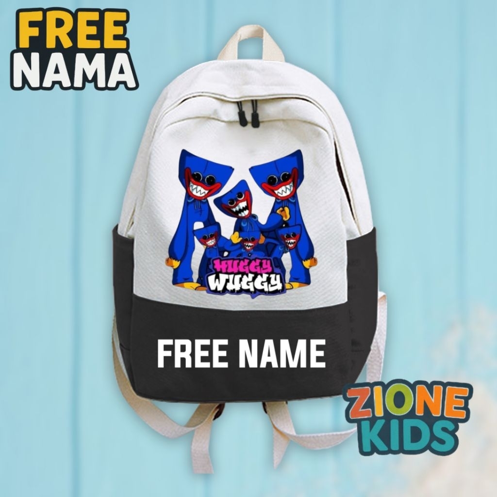 Tas Ransel Anak Huggy Wuggy Free Name Custom Nama | Backpack Sekolah Kartun Poppy Playtime Huggy Wug