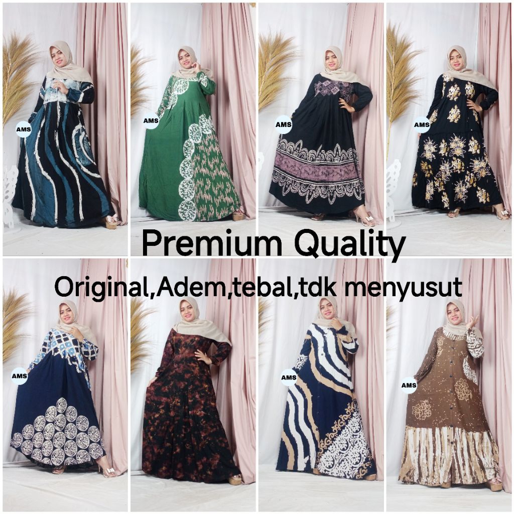 Batik Altha MS Gamis Batik Premium Tebal Adem Twill Ori Abstrak Daster Wanita Modern Dress Lengan Pa