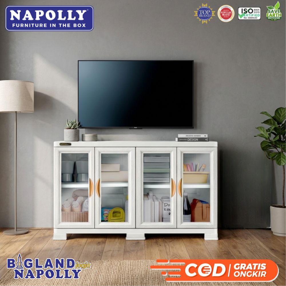 Buffet Lemari TV 2 Pintu CABROPET lemari plastik Napolly bufet rak TV