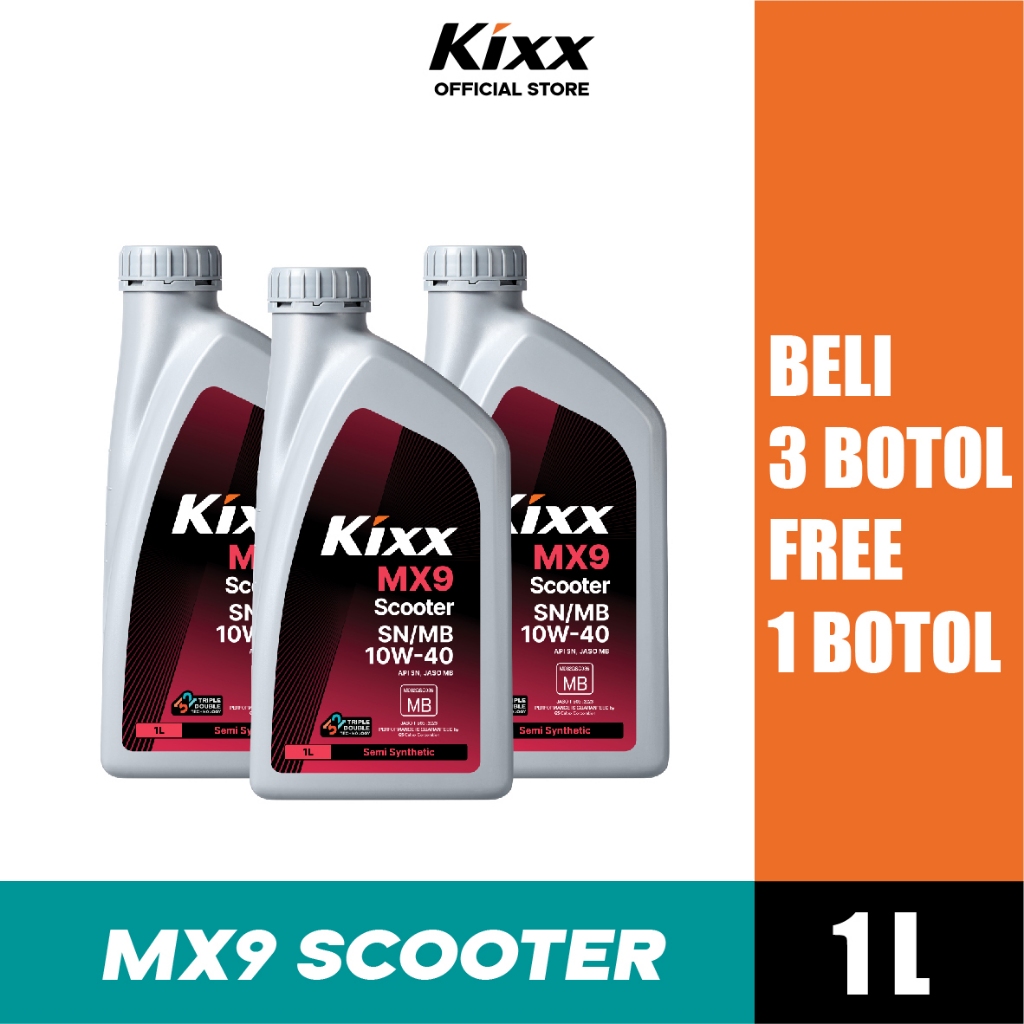 Buy 3 Get 1 Free - KIXX Oli Motor MX9 Scooter Ultra SN JASO 10W-40