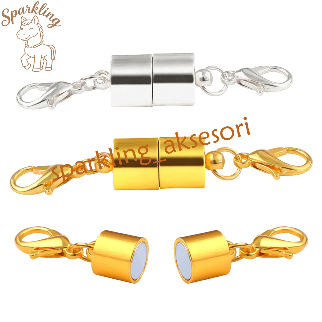 [5PCS] Konektor Magnet Paduan Logam dengan Kait Lobster untuk Gelang Kulit & Kalung - Supplies Perhi