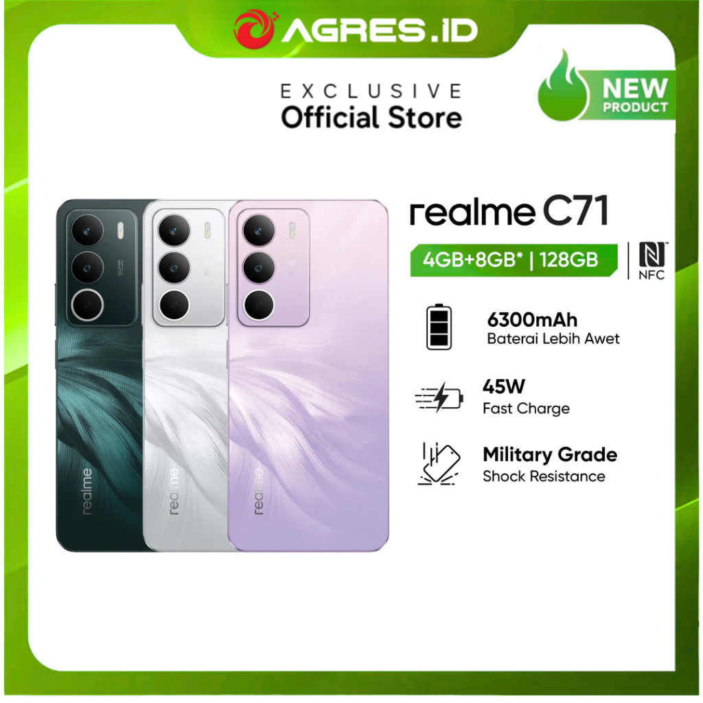 realme C71 8GB 128GB Military Grade Shock Resistance 6300 Baterai NFc
