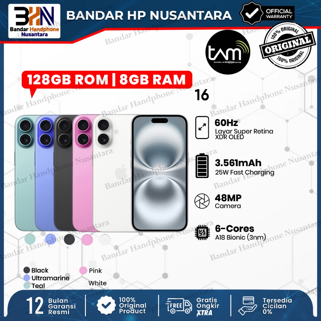 [TAM] Apple iPhone 16 128GB NEW GARANSI TAM