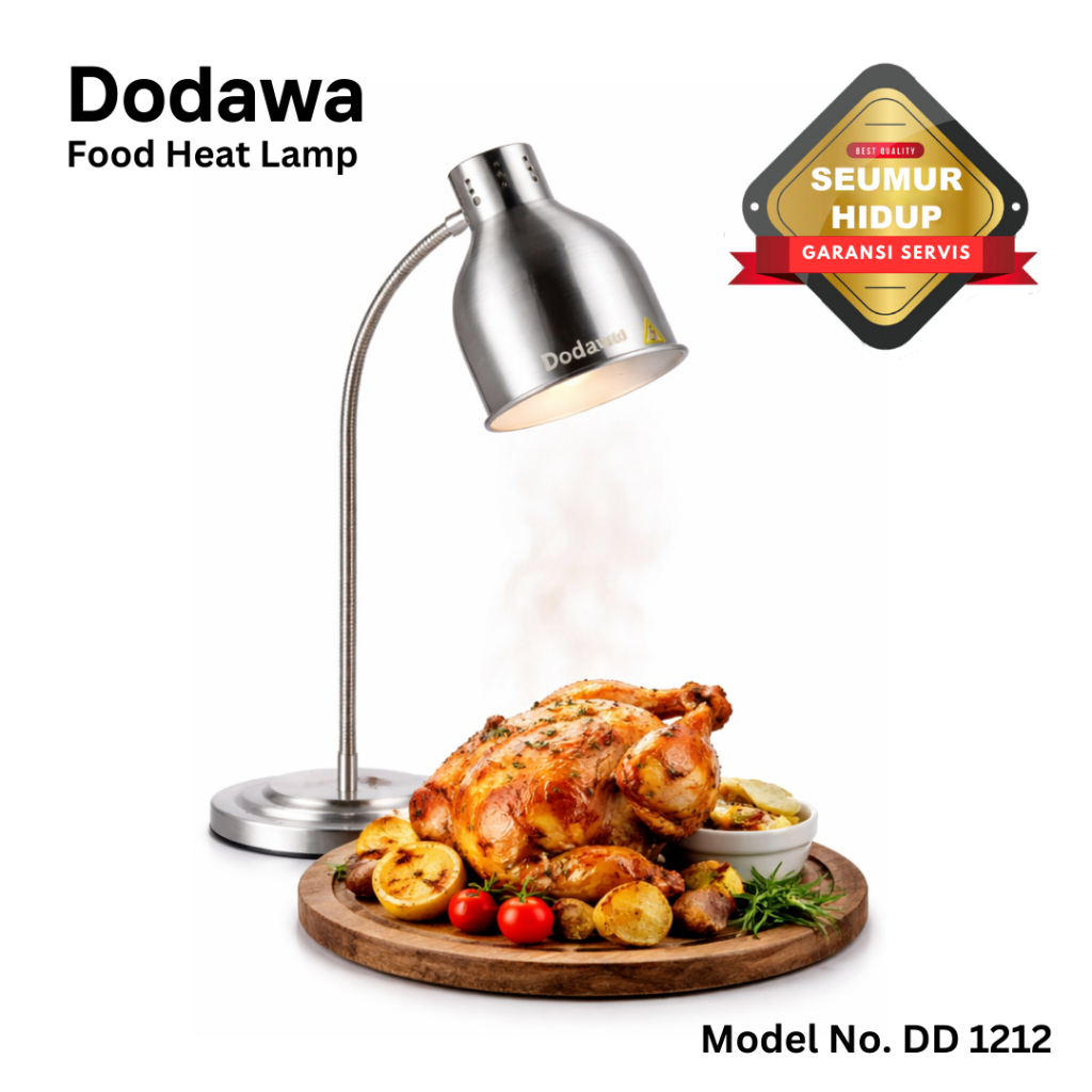 Standing Food Heat Lamp Warna Emas SET dengan Bohlam Lampu / Lampu pemanas makanan Buffet Gold Color
