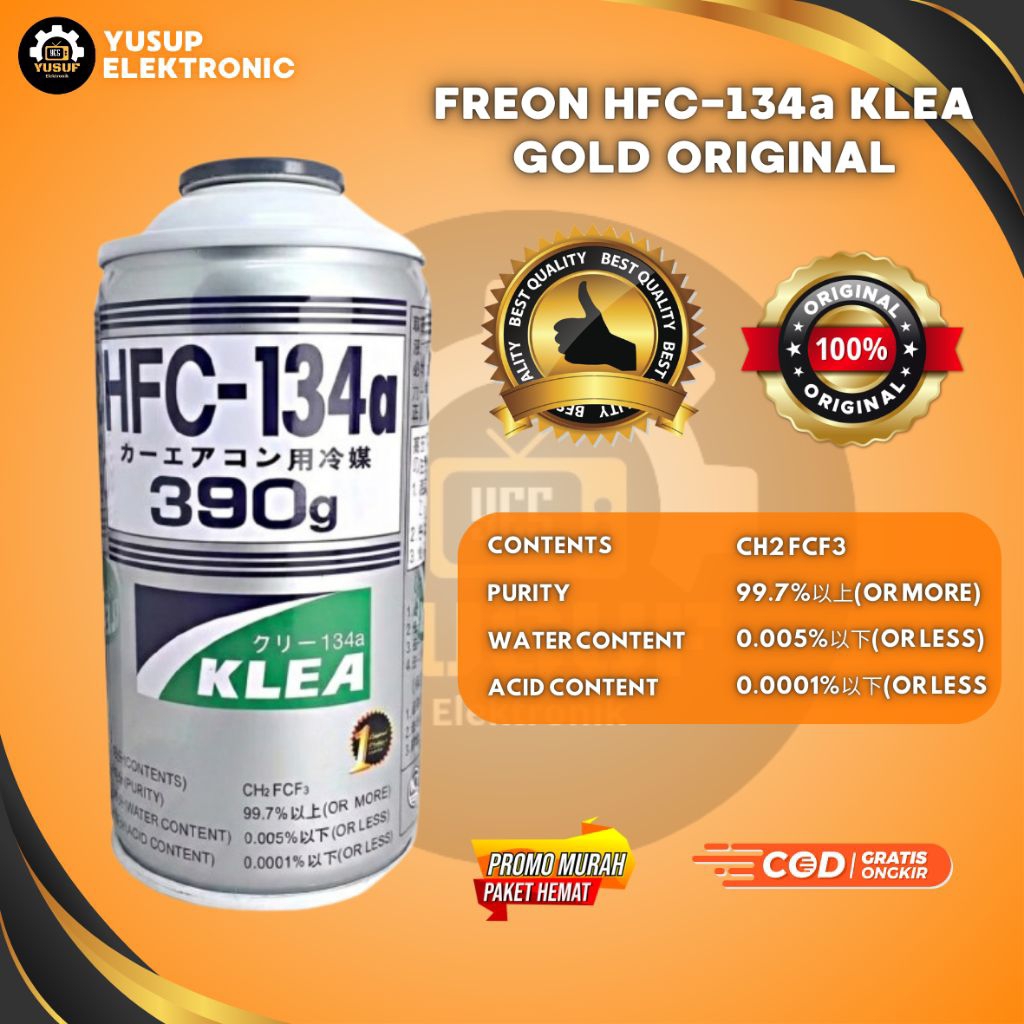 ORIGINAL FREON KLEA HFC 134 GOLD ORIGINAL PREON KLEA GOLD  R134A  / HFC 134A  #1 REFRIGERANT AC MOBI