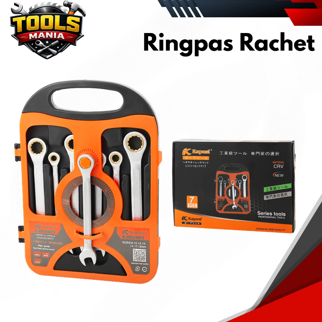 Kapusi Kunci Ringpas Rachet Kuningan 1 Set 8-19 MM K-7732
