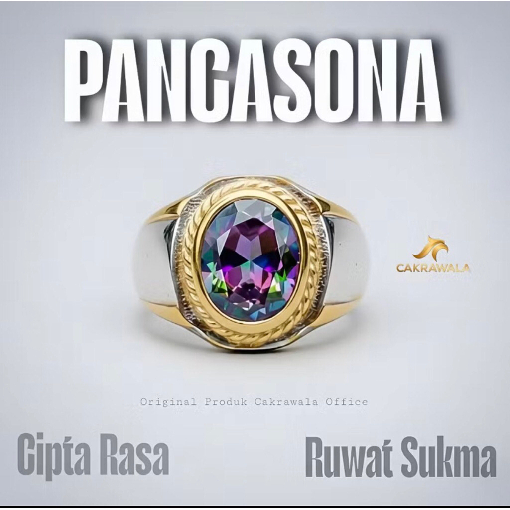 Cincin pria batu permata MYSTIC Quartz ring titanium