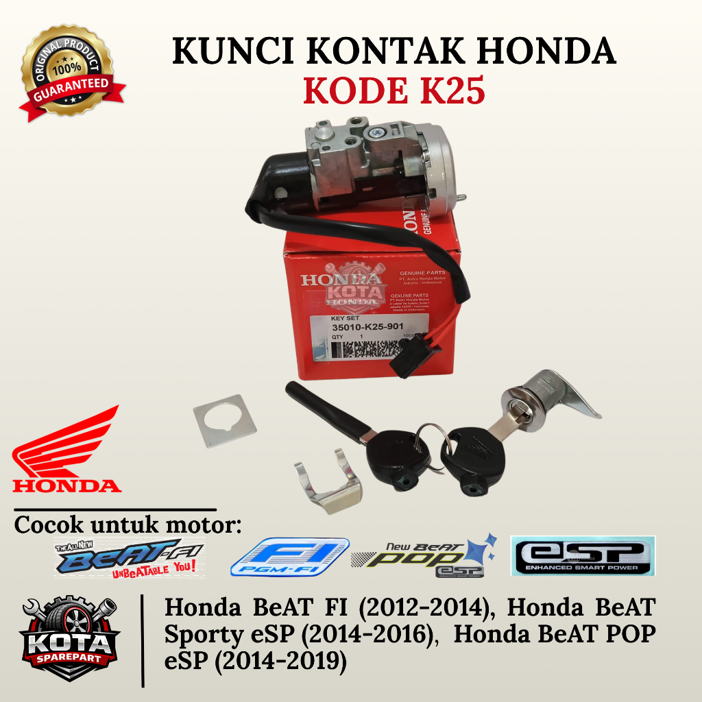KUNCI KONTAK ORIGINAL HONDA KODE K25 UNTUK MOTOR HONDA BEAT FI (2012-2014), HONDA BEAT SPORTY (2014-