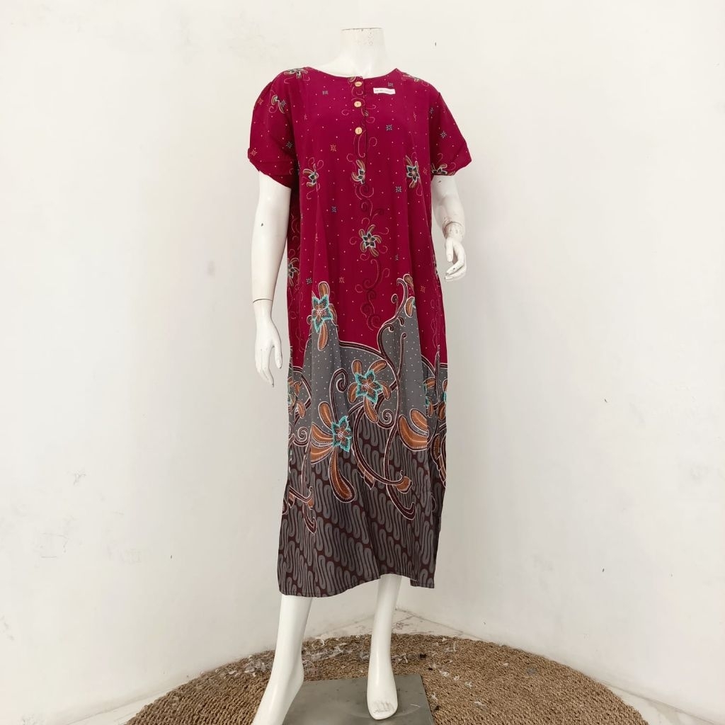 Daster ibu jumbo HAP busui friendly/longdress lengan pendek