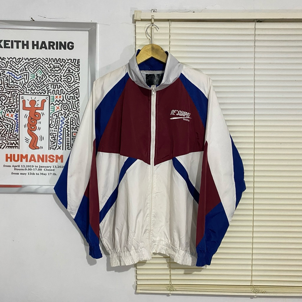 Jaket Vintage Re Suapre Champion Colorblock Windbreaker Jacket
