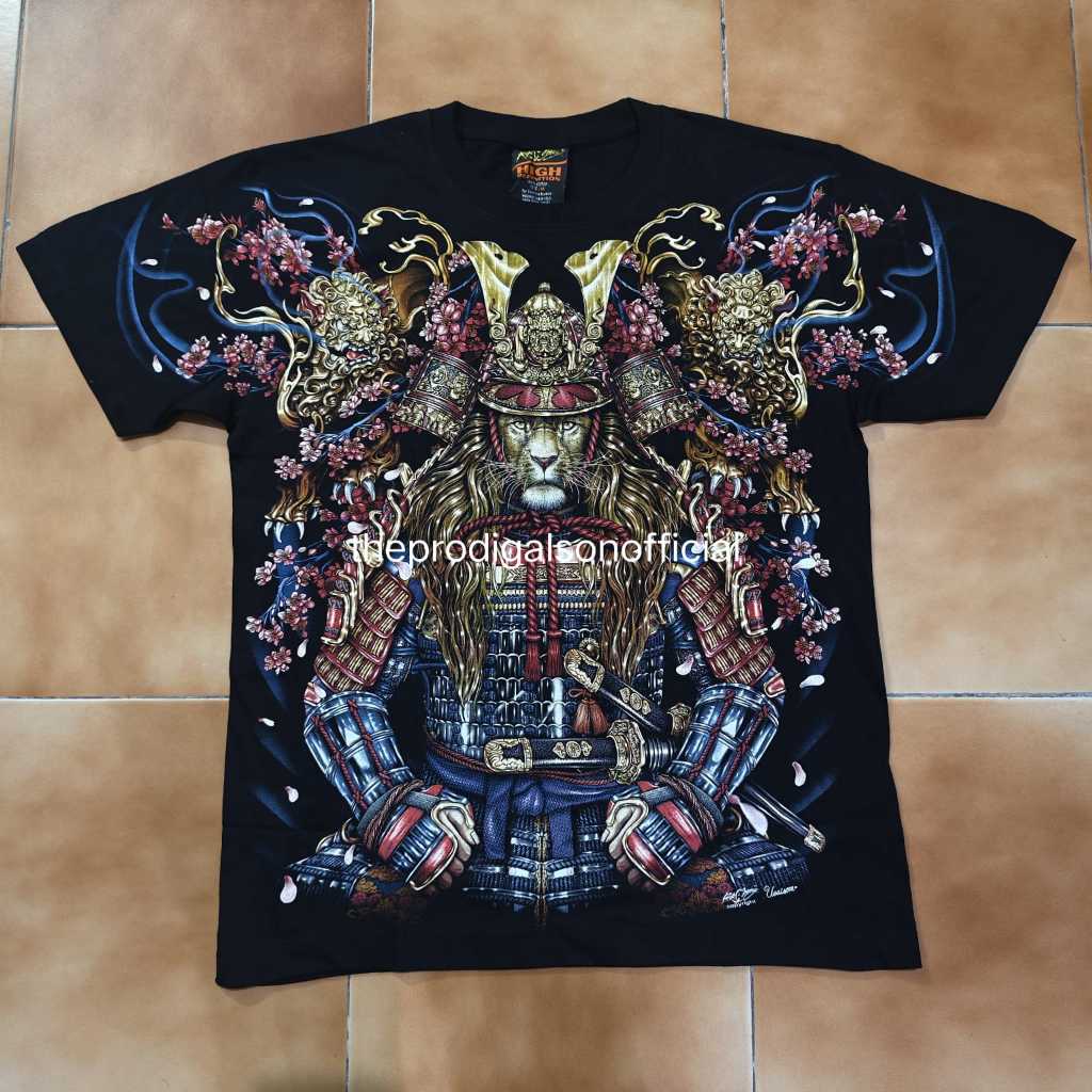 Kaos Rock Chang Import M, L dan XL Harimau Samurai Full HD Glow in The Dark
