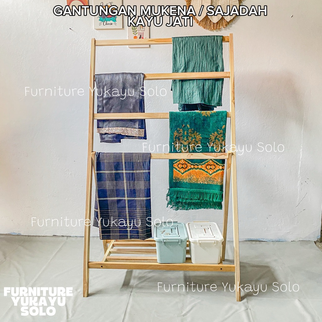 GANTUNGAN RAK MUKENA LIPAT KAYU JATI / GANTUNGAN SAJADAH LIPAT / GAWANGAN RAK MUKENA SAJADAH SARUNG 