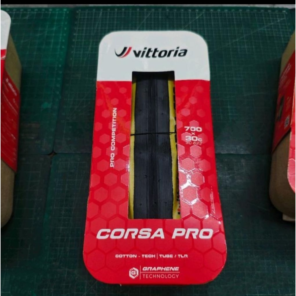 ban luar sepeda balap roadbike 700 x 30c vittoria Corsa Pro kevlar tanwall