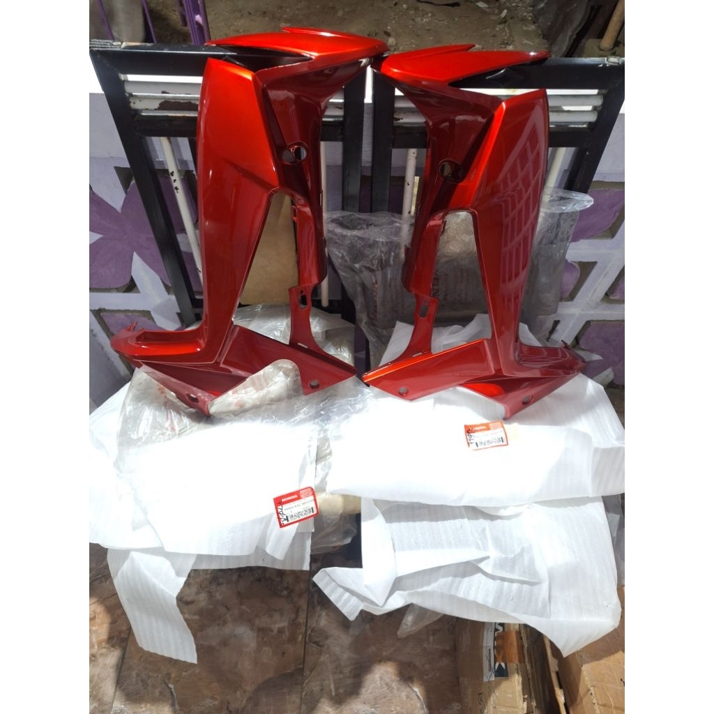 cover sayap sebeng tebeng luar honda supra x125 X 125 batman KVL Kanan kiri merah maroon original ah