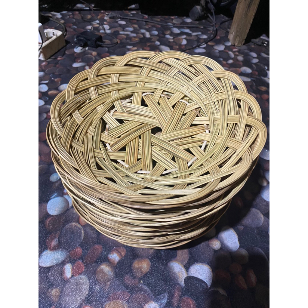 Piring Lidi Anyaman Rotan Bambu Mini - Diameter 18cm, Unik & Alami