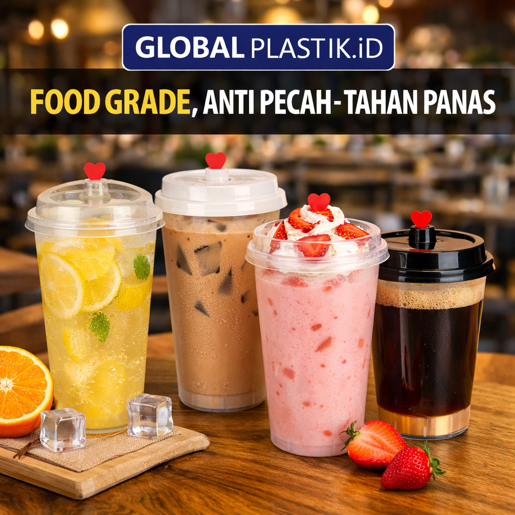 Gelas Plastik Injection Cup + Tutup PP Frosted Transparan | Cup Injection Oval | Gelas Plastik Tebal