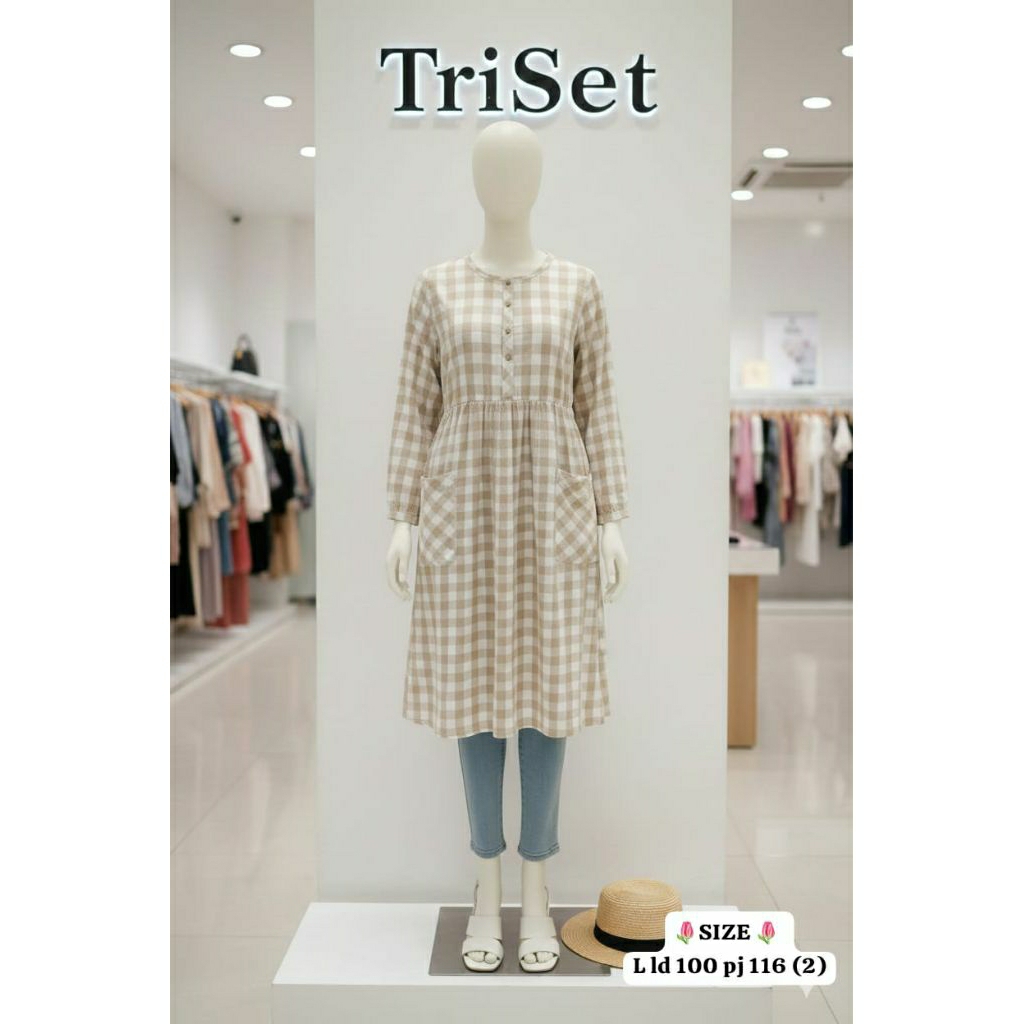 Long dress triset original diskon